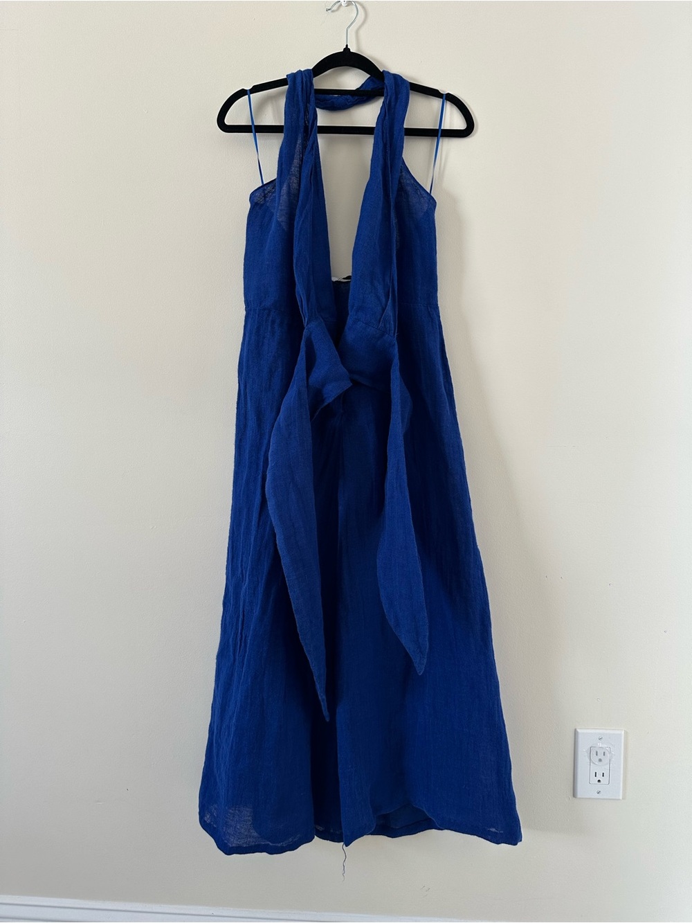 Zara Cobalt Blue Halter Tie-Front Midi Dress